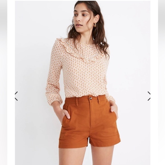 Madewell Pants - Madewell Camp Cotton Shorts in Tangerine